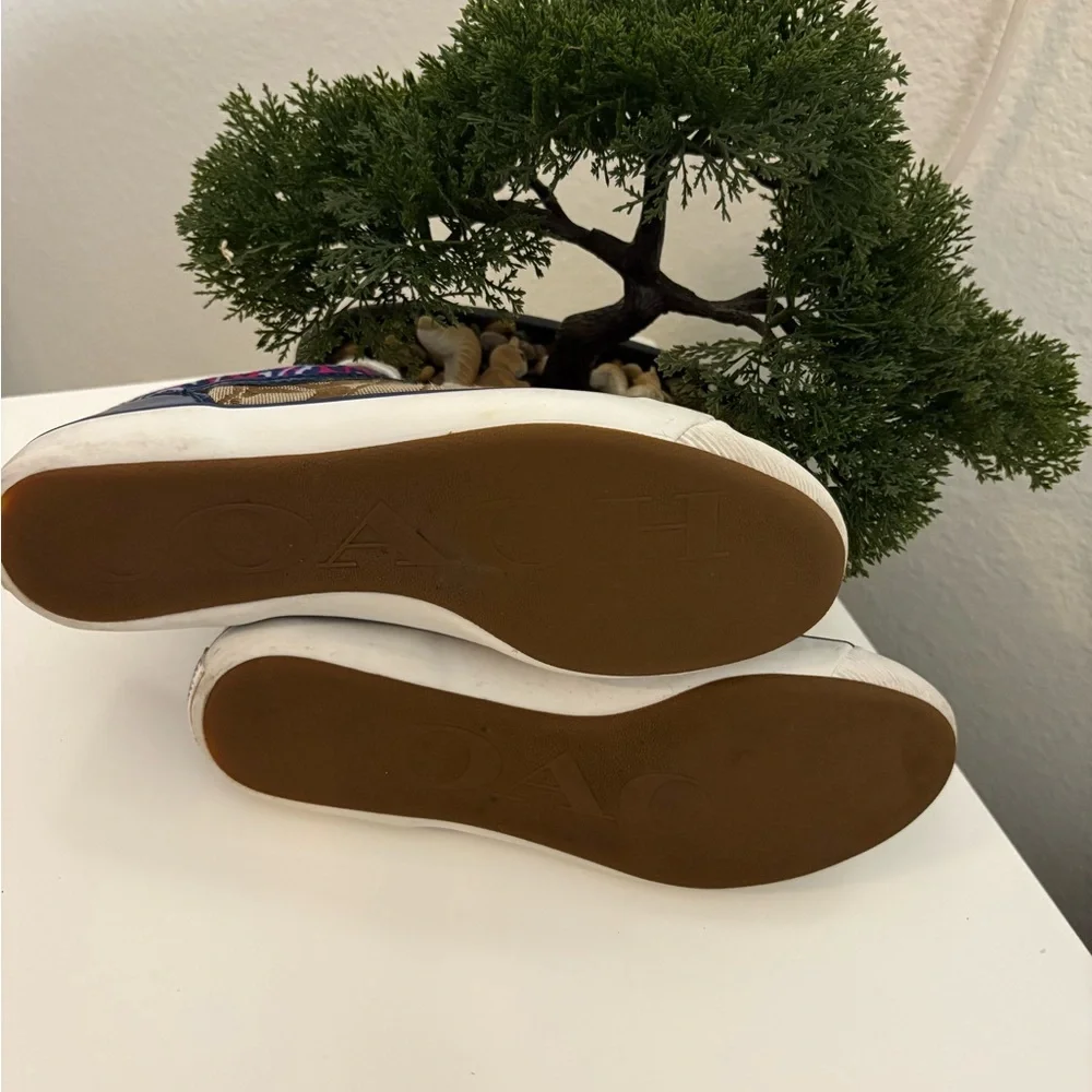 Coach Women's Tan and Blue Sneakers - Picture 4 of 7